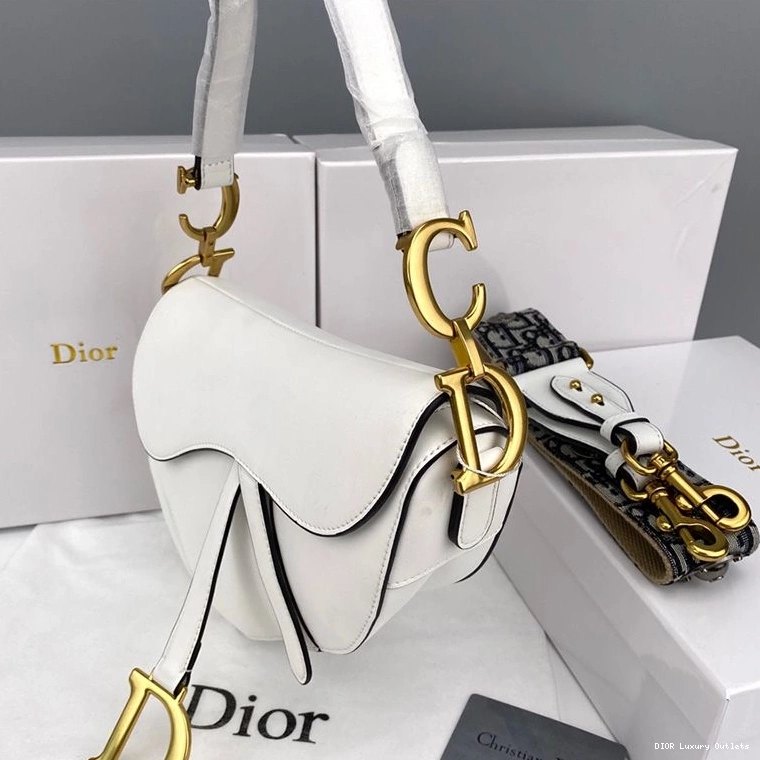 Cheap Bag Dior White Calfskin Saddle Smooth 0728 Luxury